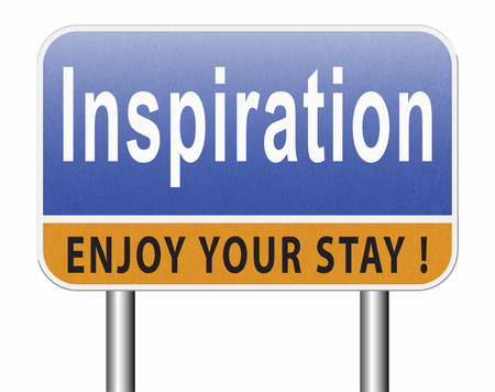 Inspiration get inspired be creative create and invent brainstorm and inspire, search and find inspirations, road sign billboard.の写真素材