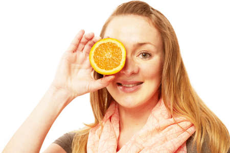 Young pretty woman with Orange Juiceの写真素材