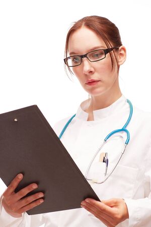 Doctor with treatment plan on Visite in hospitalの写真素材
