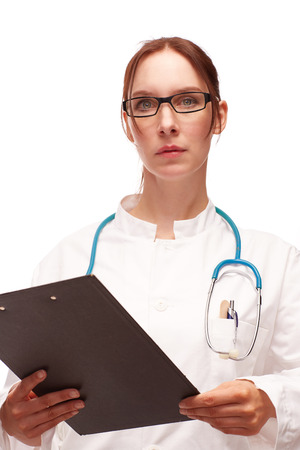 Doctor with treatment plan on Visite in hospitalの写真素材