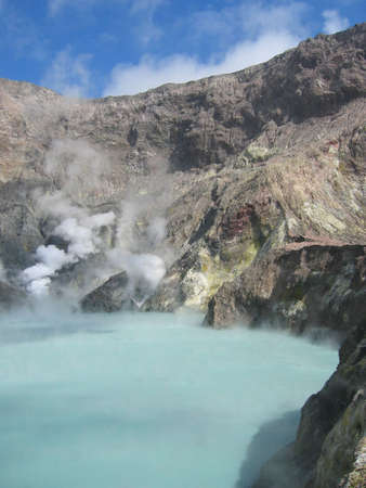 Crater Lake of the active volcano on White Island off the coast of New Zealandの写真素材