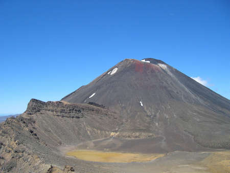 The peak of Mount Ngauruhoe, an active volcano in the Tongariro National Park, New Zealandの写真素材