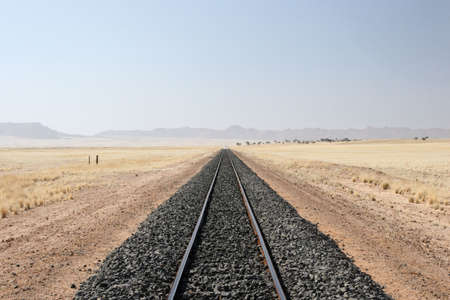 Railroad tracks in the desert in Namibiaの写真素材