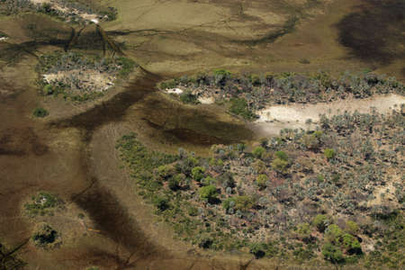 Aerial view of the Okavango Delta, Botswana.の写真素材
