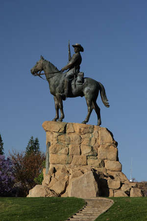 The Rider, a monument in Windhoek in remembrance of the wars in the early 20th century.の写真素材
