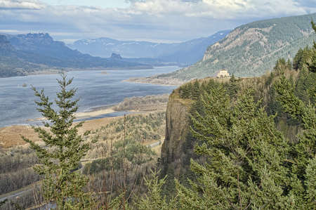 View of Crown Point and Columbia Gorge.  Oregon, USA.の写真素材