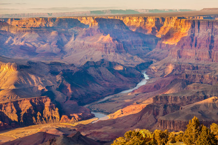 Beautiful Landscape of Grand Canyon from Desert View Point with the Colorado River visible 