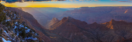 Beautiful Landscape of Grand Canyon from Desert View Point with the Colorado River visible during duskの写真素材