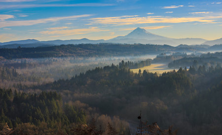 Beautiful Image of Mt  Hood taken during sunrise from Jonsrud view point in Sandy, Oregon, USA の写真素材