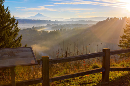 Beautiful Image of Mt  Hood taken during sunrise from Jonsrud view point in Sandy, Oregon, USA 