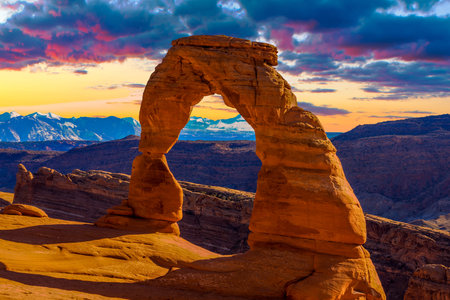 Beautiful Sunset Image taken at Arches National Park in Utahの写真素材