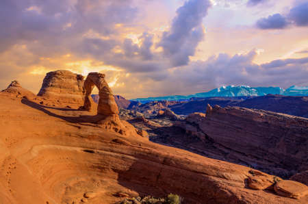 Beautiful Sunset Image taken at Arches National Park in Utahの写真素材