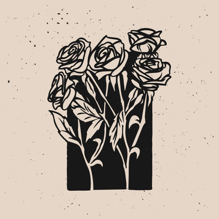 Vector hand drawn illustration of a bouquet of roses in vintage style.のイラスト素材