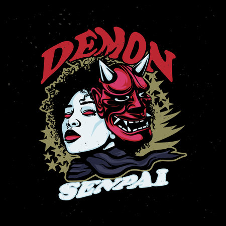 Devil oni vector illustration for t-shirt, apparel, poster and other uses.のイラスト素材