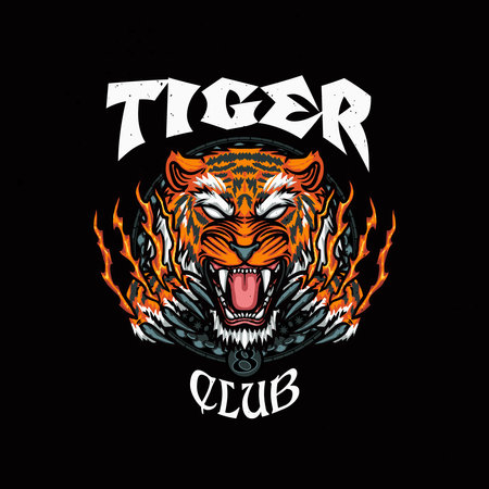 Tiger head artwork style for streetwear design tshirtのイラスト素材