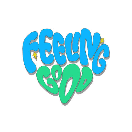 feeling good. Hand drawn lettering. Vector illustration. positive vibes streetwear designのイラスト素材