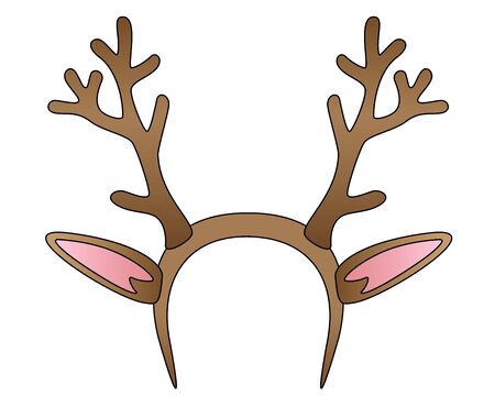 Horns and ears of a deer on a hoop. The carnival hoop is Santa's claus. Christmas accessory - deer legs. Vector template.のイラスト素材