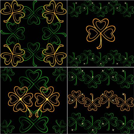 St. Patrick's Day. 4 Background of tiles. patternsのイラスト素材