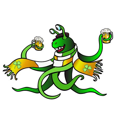 St. Patrick's Day. Monster celebrates Patrick's Dayのイラスト素材