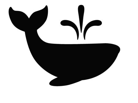 A whale is a marine animal. Silhouette of a whale with a fountain from the back for an icon . Vector sign with a whale.のイラスト素材