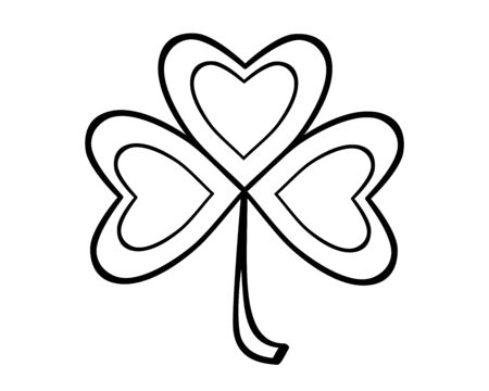 Clover leaf - linear vector illustration for coloring. Outline Clover - the talisman of good luck. The trefoil is a symbol of St. Patrick's Day. Hand drawing.のイラスト素材