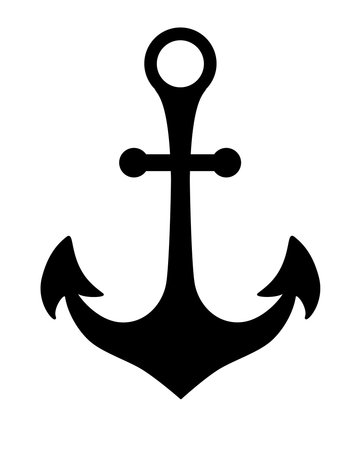 Anchor silhouette - vector illustration for pictograms. The anchor is a black icon. Hand drawing on...
