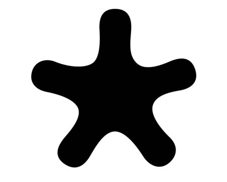 The silhouette of a star. Starfish black vector silhouette of a sea animal for pictogram  . A black five-pointed star icon.のイラスト素材