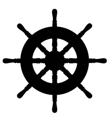 Steering wheel - black vector silhouette for   pictogram. Steering wheel of a yacht or ship - black silhouette for icon or sign. Yachtingのイラスト素材