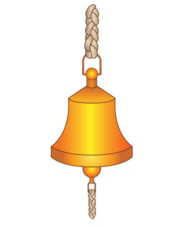 Bell. Golden metal ship bell - vector full color picture. Ship bell for signaling.のイラスト素材