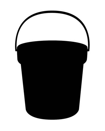 Bucket silhouette. Bucket - vector black silhouette for   pictogram. Bucket sign or icon.のイラスト素材