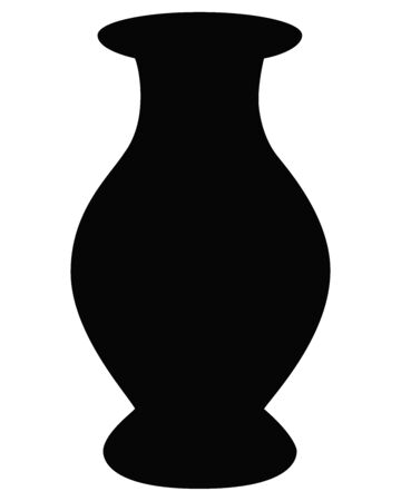 Vase silhouette. Vase - vector black silhouette for  pictogram. Sign or icon - pottery - vase. Ceramic Utensils.のイラスト素材