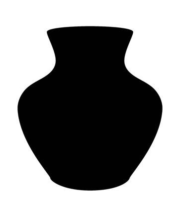 Silhouette of a jug. Vase or jug - vector black silhouette for pictogram. Sign or icon - pottery - vase. Ceramic tableware.のイラスト素材