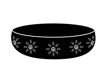 Candlestick saucer silhouette. Candlestick with a pattern in the form of sunsのイラスト素材