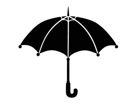 Open umbrella black silhouette - pictogram . Umbrella - vector silhouette picture for a sign or corporate identity.のイラスト素材