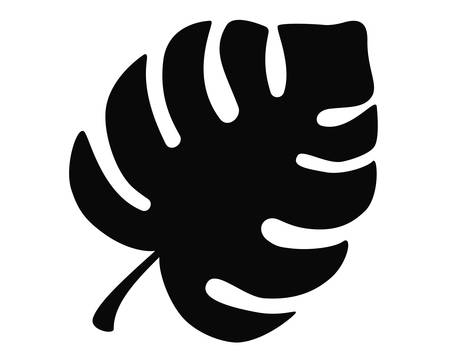 Tropical leaf - black silhouette - stock illustration for pictogram or logo. Monstera leaf silhouette - sign or icon.のイラスト素材