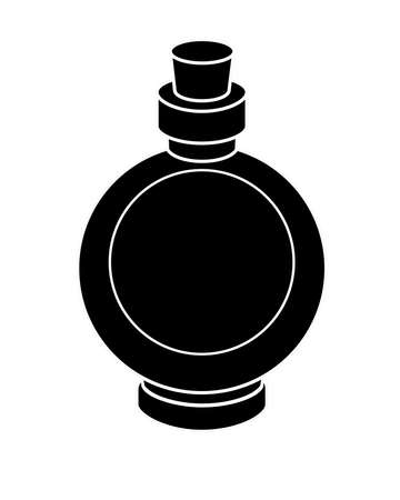 Small bottle - black vector silhouette for pictogram  . Vial for Potion or Poison - a sign or icon. The bottle is vintage.のイラスト素材