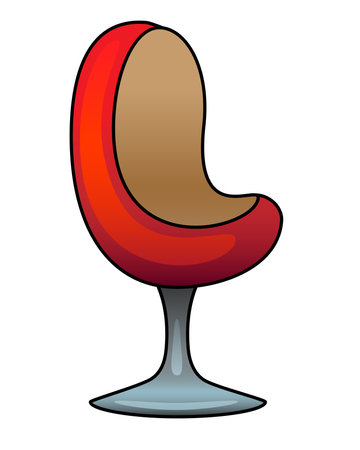 Red armchair on a swivel leg - vector full color illustration. Furniture for home and office, modern style.のイラスト素材