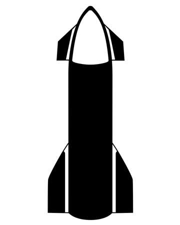 The rocket stands vertically - vector black and white picture for an icon or pictogram.のイラスト素材