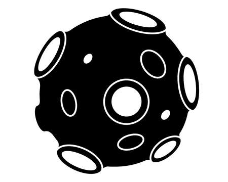 Asteroid - vector silhouette picture for  pictogram, satellite is a small space body. Planetoid - a space stone - a sign for identity.のイラスト素材