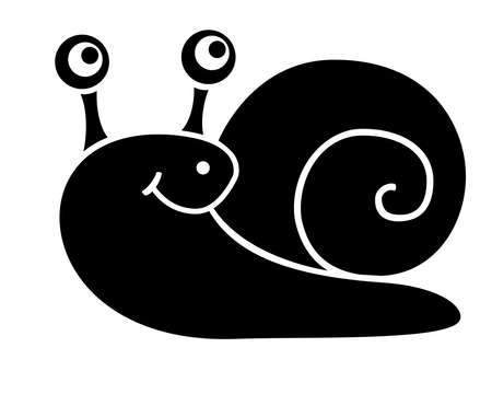 Snail silhouette - stock illustration for  pictogram. A shell with a smiling snail for identity or icons. Clam in a shell - silhouette sign.のイラスト素材