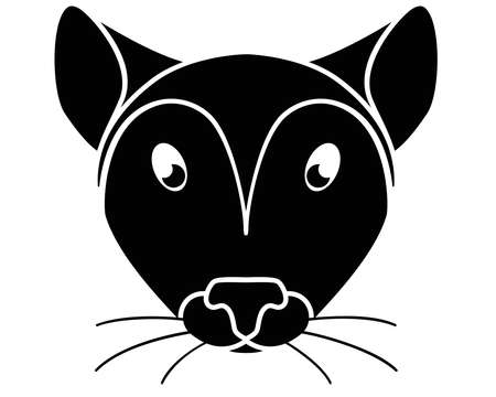 Silhouette of a mouse head. Cute cute mouse face - black silhouette for pictogram. Mouse muzzle - a picture for an icon or sign.のイラスト素材