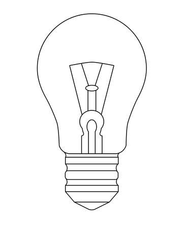 Light bulb. Incandescent light bulb - vector linear illustration. Outline. Vintage light bulb idea symbol - linear vector for coloring. Electric lampのイラスト素材