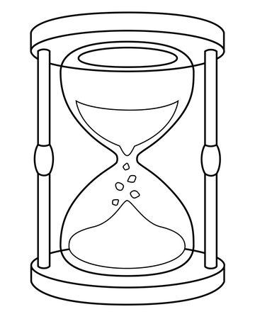 Hourglass - linear stock illustration for coloring pages