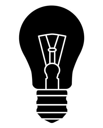 Light bulb. Incandescent light bulb - vector silhouette illustration for pictogram. A vintage light bulb is a symbol of an idea, an invention, an idea that has come. Electric light bulb icon oのイラスト素材