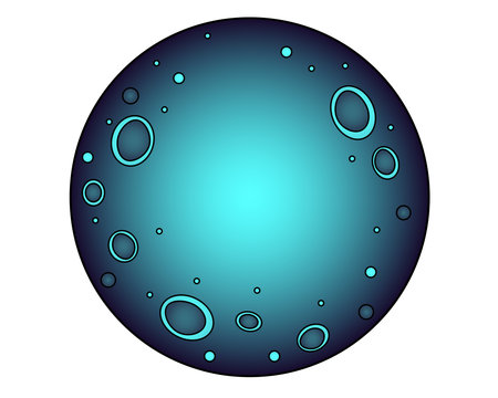 Full Moon with Craters. Ominous moon in turquoise color - vector full color illustration. Celestial...