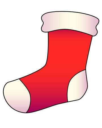 Sock For Christmas Gifts - vector full color illustration with decorative Christmas sock for fireplace.のイラスト素材