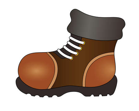 Winter warm boot - vector silhouette full color illustration. Boot - shoes with thick soles with laces - a sign for identity, logo or shoe repair icon.のイラスト素材