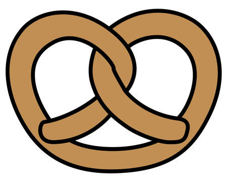 Salted Pretzel - baked product - vector full color illustration for  badge. Brezel - Traditional German meal salt pastry snack colored element for pictogram or icon.のイラスト素材