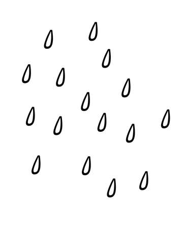 Rain - water drops - vector linear illustration. Outline. Rain is a weather phenomenon. Drops patternのイラスト素材