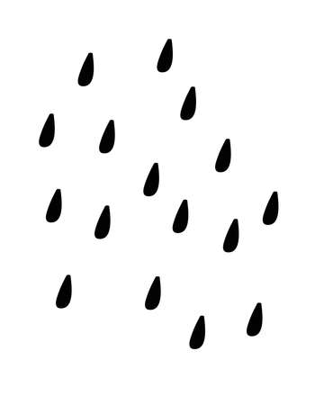 Rain, water drops - vector silhouette illustration. Outline. Rain is a weather phenomenon. Drops patternのイラスト素材